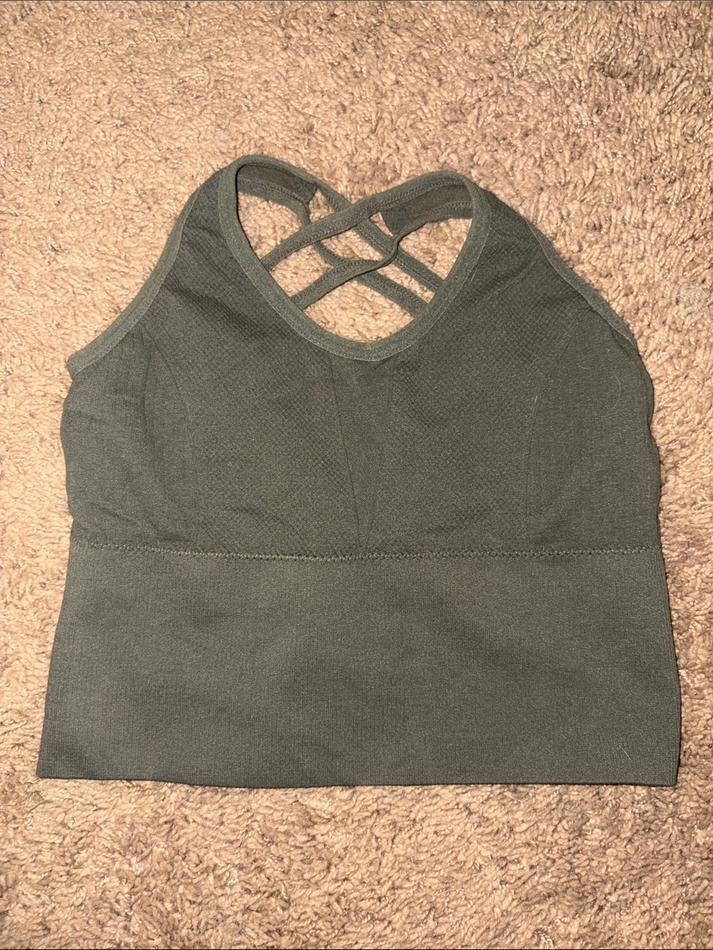 Green ribbed sports bra